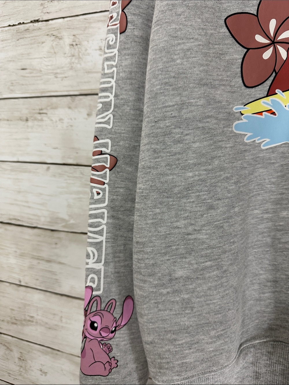 Disney Lilo & Stitch "Surf's Up Hawaii" Full Zip Graphic Hoodie Gray Large 12-14 - Picture 12 of 16